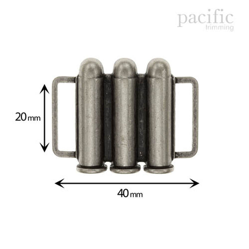 20mm Bullet Front Buckle Closure Antique Silver