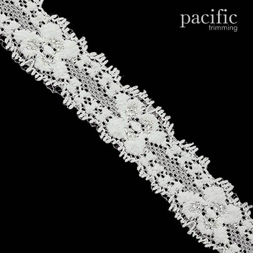 1 Inch White Floral Stretchable Lace Trim