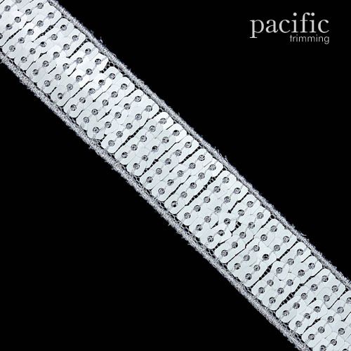 Square Sequin Trim Multiple Sizes White