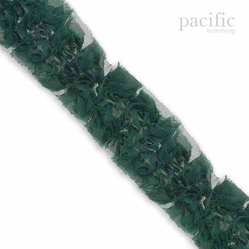 2 Inch Frayed Chiffon Grass Trim Green