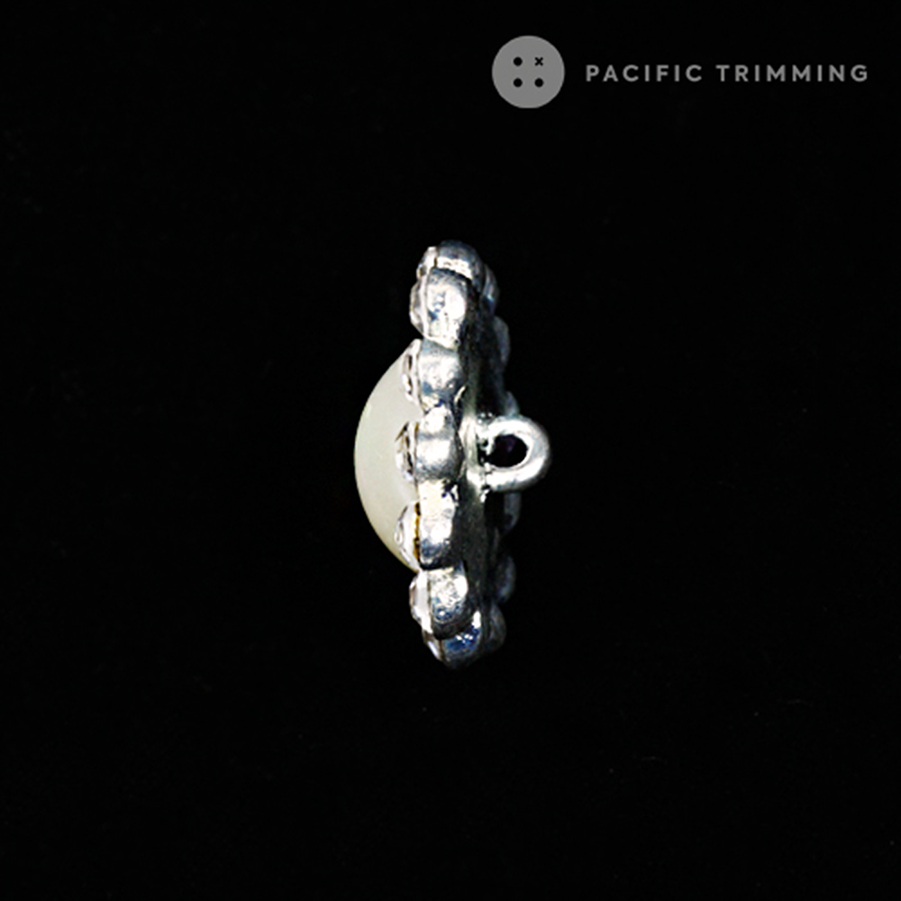 Dome Shape Faux Pearl Rhinestone Shank Button BU190707