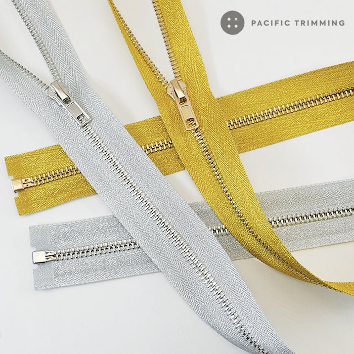#5 Metallic Gold and Silver Metal Teeth Zipper