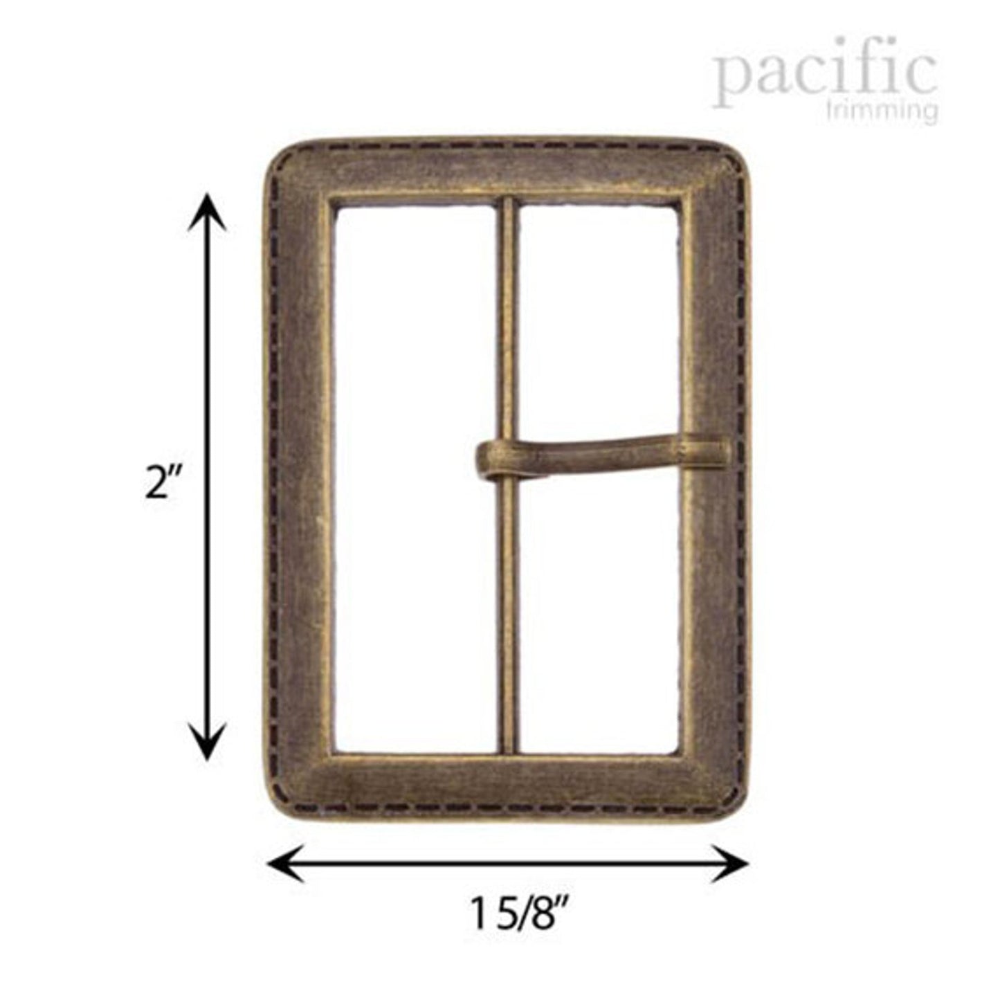 Stitched Pattern Buckle Antique Brass Multiple Sizes