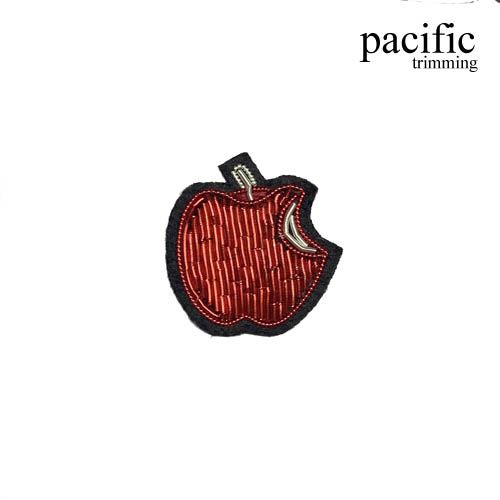 1 Inch Zari Embroidery Apple Emblem Patch Sew On Red