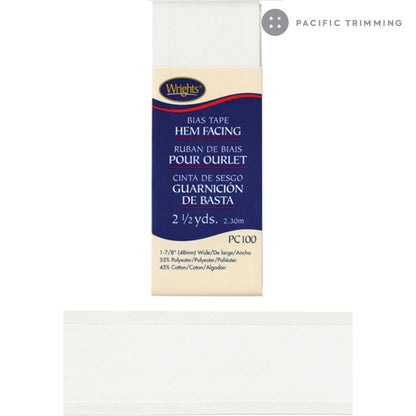 Wrights Bias Tape Hem Facing 1 7/8" Black & White