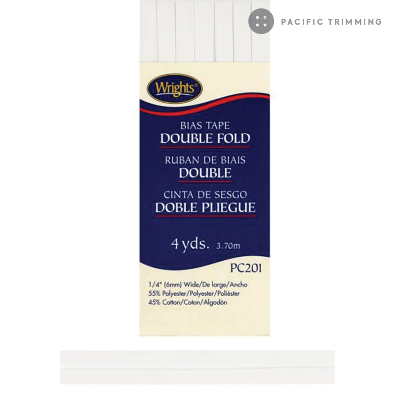 Wrights Double Fold Bias Tape 1/4" Black & White