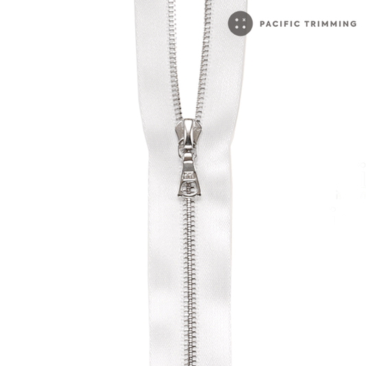 M6 One Way Satin Tape Silver Teeth Zipper