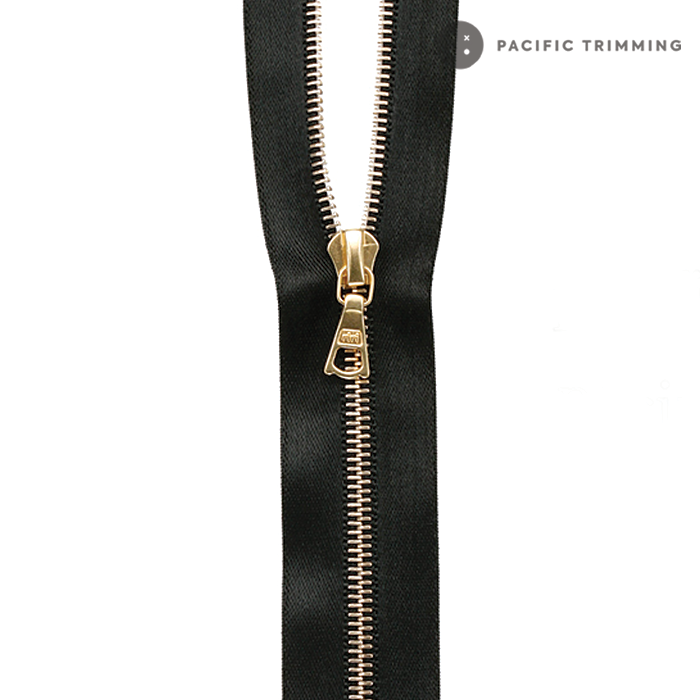 M4,M6 One Way Satin Tape Gold,Nickle Teeth Zipper