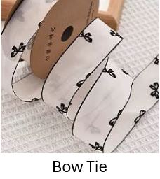 4cm Flocked Floral Organza Ribbon