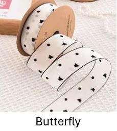 4cm Flocked Floral Organza Ribbon