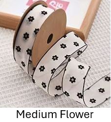 4cm Flocked Floral Organza Ribbon