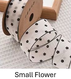 4cm Flocked Floral Organza Ribbon