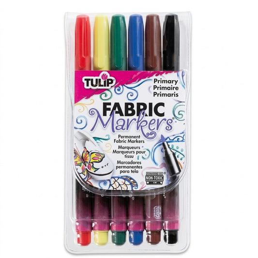 Tulip Fine Tip Primary Fabric Markers 6 Pack