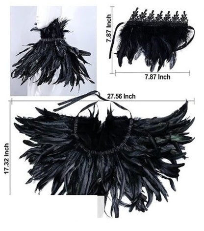[*Halloween 30% Sale*]Midnight Raven Feathered Neck piece