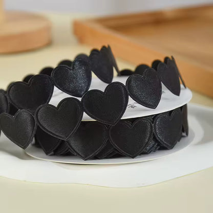 Heart Shaped Edge Woven Ribbon - Black / Roll (10 Yards) / 2.5cm