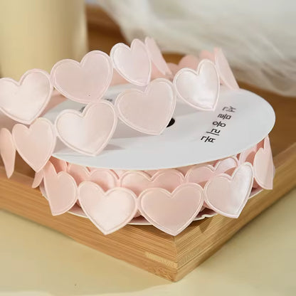 Heart Shaped Edge Woven Ribbon - Champagne Pink / Roll (10 Yards) / 2.5cm