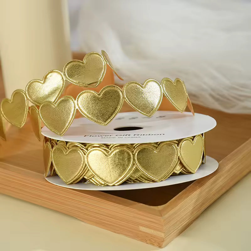 Heart Shaped Edge Woven Ribbon - Gold / Yard / 1.5cm