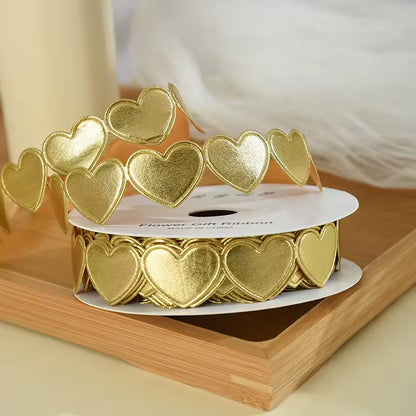 Heart Shaped Edge Woven Ribbon - Gold / Yard / 1.5cm