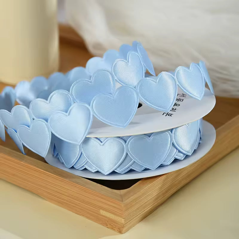 Heart Shaped Edge Woven Ribbon - Light Blue / Roll (10 Yards) / 2.5cm