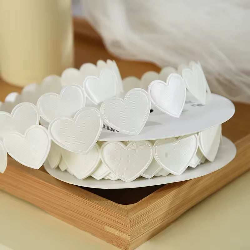 Heart Shaped Edge Woven Ribbon - Milk White / Yard / 1.5cm