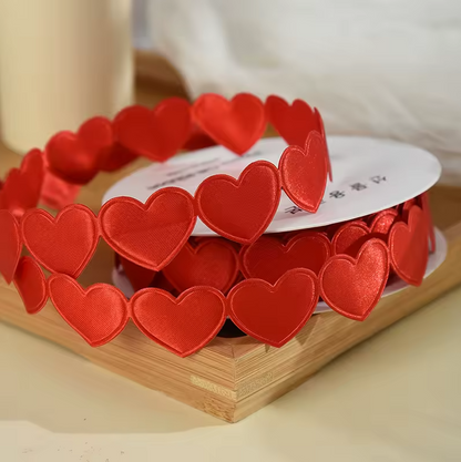 Heart Shaped Edge Woven Ribbon - Red / Yard / 1.5cm