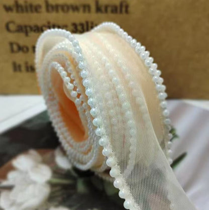 Pearl Fishtail Organza Ribbon 4cm