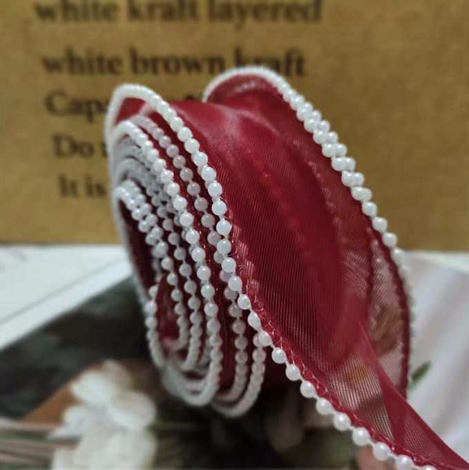 Pearl Fishtail Organza Ribbon 4cm