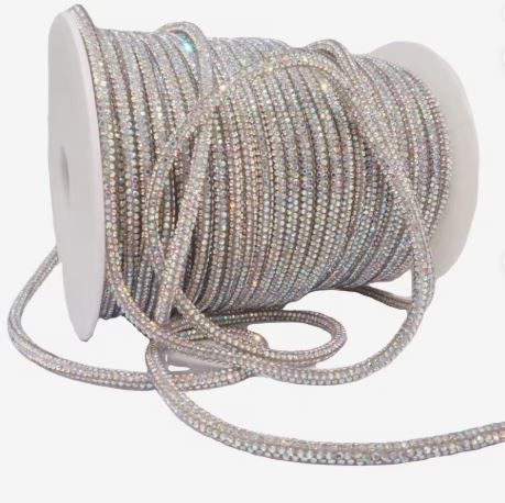 4mm Flexible Rhinestone Cotton Cord - AB Diamond / 1 Yard