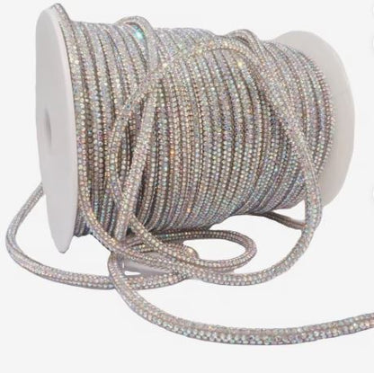 4mm Flexible Rhinestone Cotton Cord - AB Diamond / 1 Yard