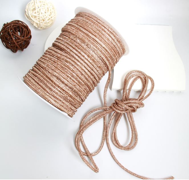 4mm Flexible Rhinestone Cotton Cord - Champagne / 1 Yard