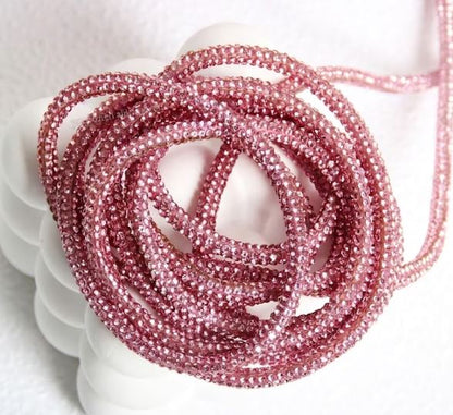 4mm Flexible Rhinestone Cotton Cord - Pink / 1 Yard