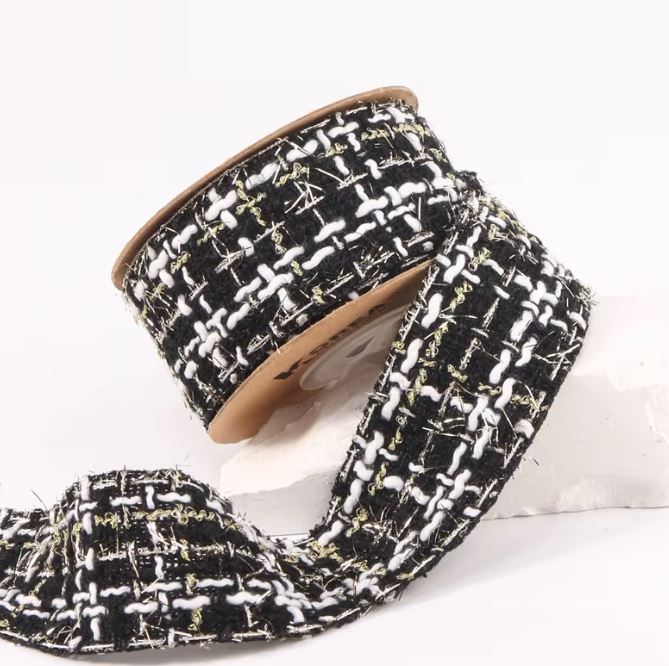 Two-Tone Gold Woven Ribbon - 1.5" (38mm) / Black