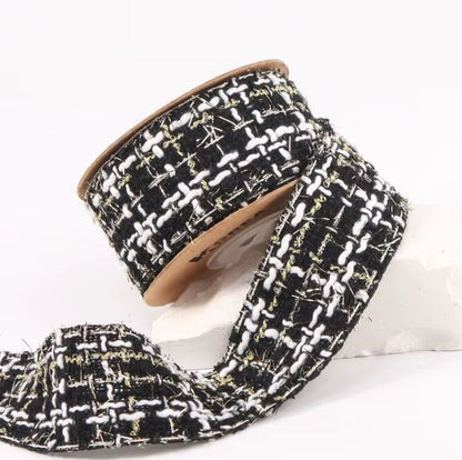 Two-Tone Gold Woven Ribbon - 1.5" (38mm) / Black