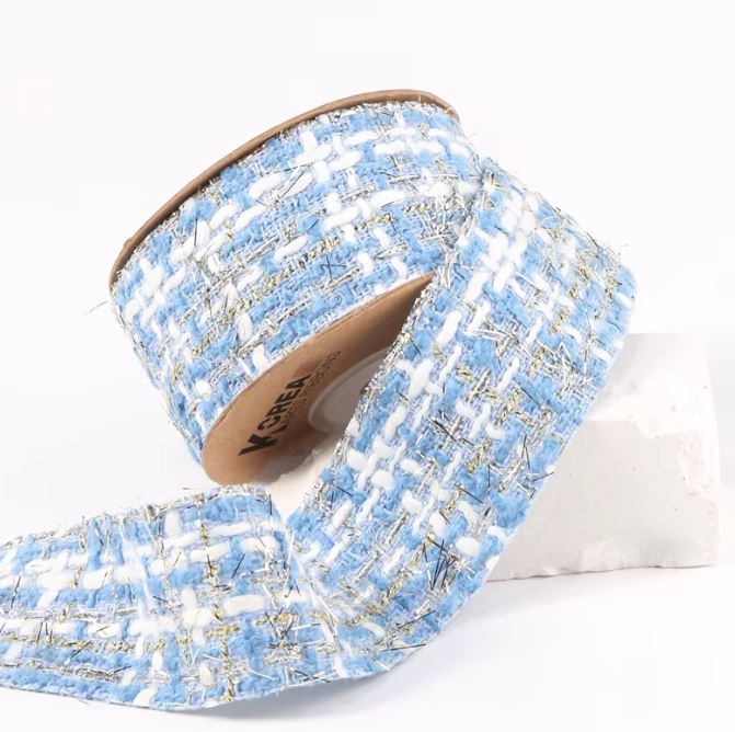 Two-Tone Gold Woven Ribbon - 1.5" (38mm) / Blue