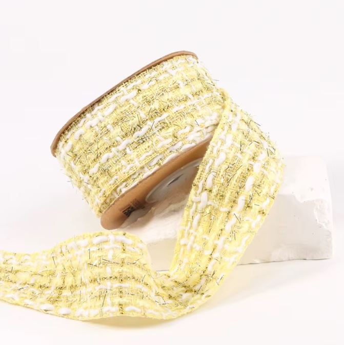 Two-Tone Gold Woven Ribbon - 1.5" (38mm) / Yellow