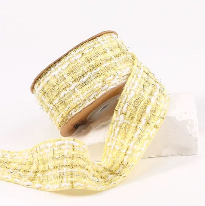 Two-Tone Gold Woven Ribbon - 1.5" (38mm) / Yellow