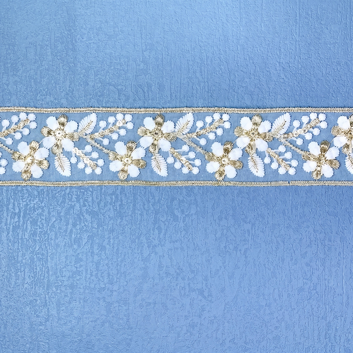 White Gold Sequin Guipure Lace Trim (5cm)