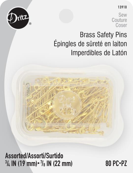 Dritz Solid Brass Safety Pins 3/4" & 7/8" (80 Pack)