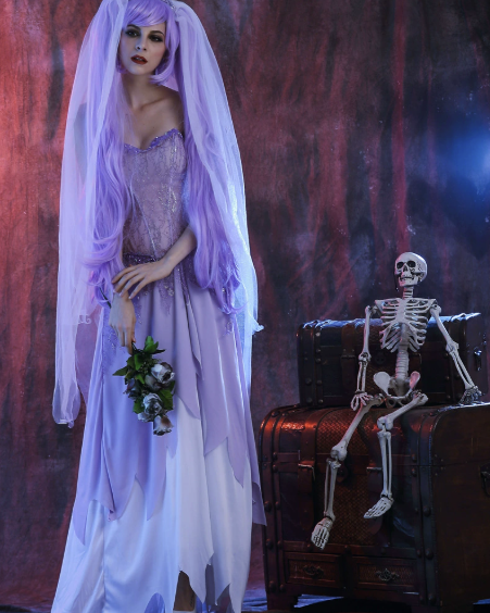 [*Halloween 30% Sale*]Elegant Purple Ghost Bride Costume