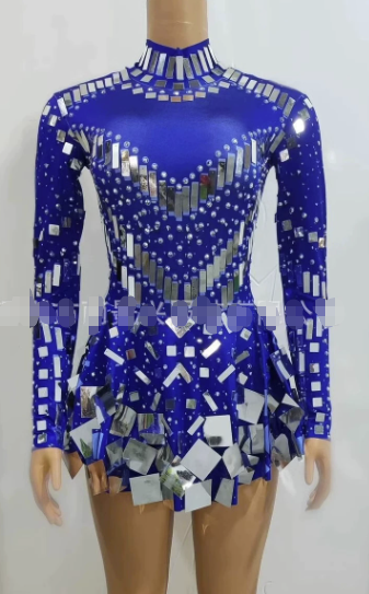 Mirror Party Dress Black Stretch Stage Dance Dress Party Celebrate Dress in Multiple colors