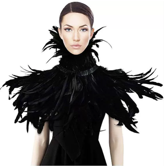 [*Halloween 30% Sale*]Midnight Raven Feathered Neck piece