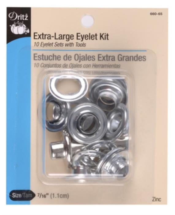 Dritz Extra-Large Eyelet Kit with Tools – Nickel (10 Count)