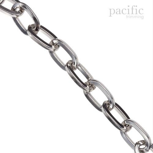 Flat Elongated Metal Chain Silver