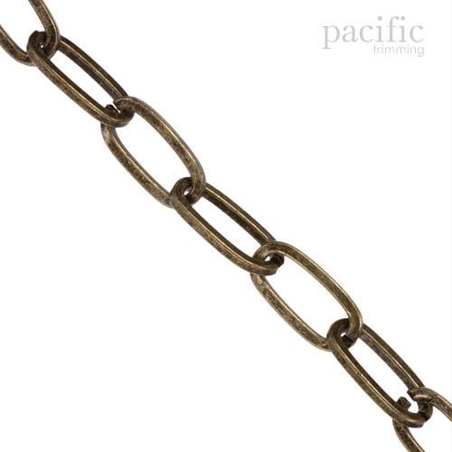 Flat Elongated Metal Chain Antique Brass