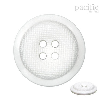 Textured 4 Hole Nylon Decorative Button White