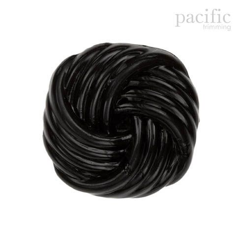 Braided Knot Patterned Black Nylon Shank Decorative Button 