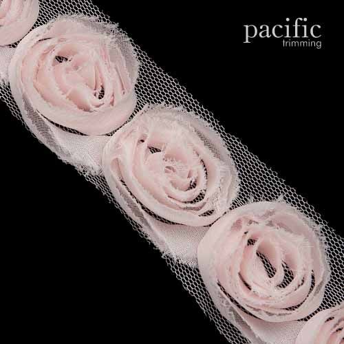 1.5 Inch Rosette Trim Light Pink