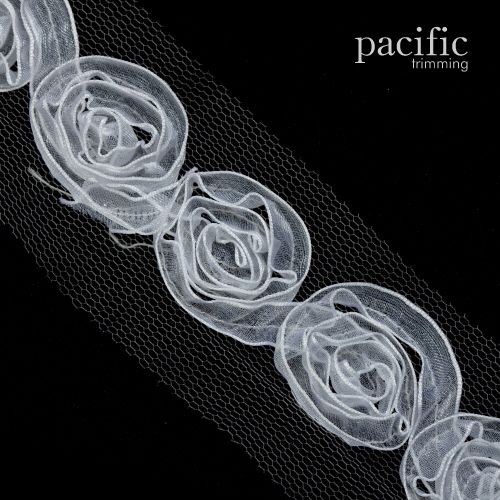 1.25 Inch Flower Trim White