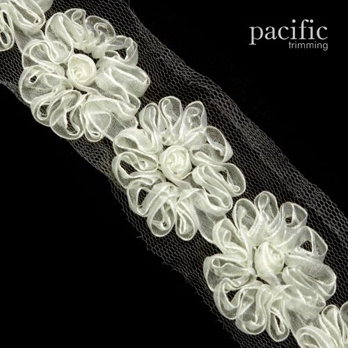 1.5 Inch Flower Trim Ivory