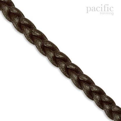 5mm 3-Ply Flat Braided Leather Cord Dark Olive